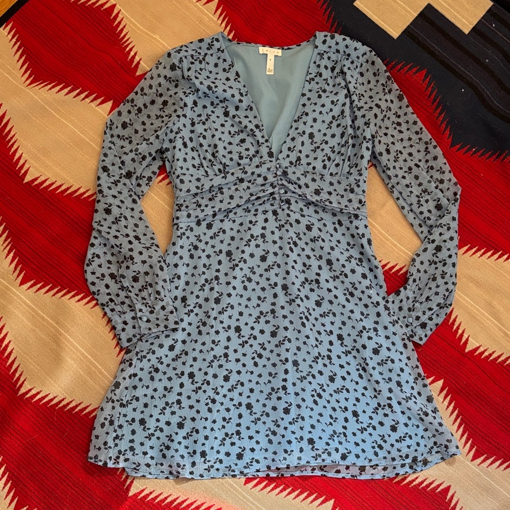 Women’s Leith medium long sleeve blue flowered dress
